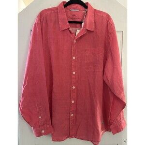 Tommy Bahama Sea Glass Breezer 💯 Linen Long Sleeve Shirt, Vin Rose Size XXL NWT